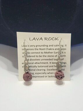 Vintage Lava Rock Drop Earrings with Stars